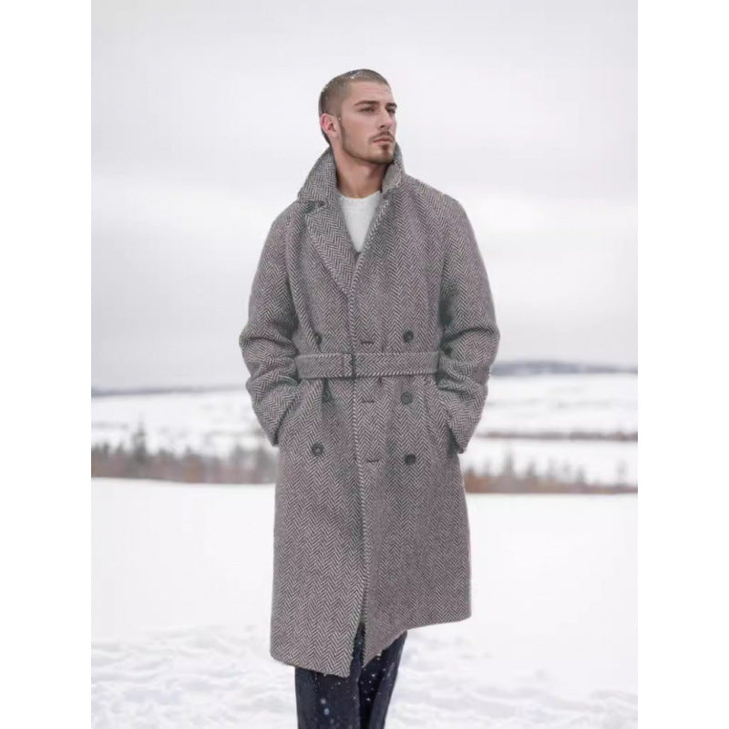 Herren Eleganter Hahnentritt Wollmantel Echoarchiv