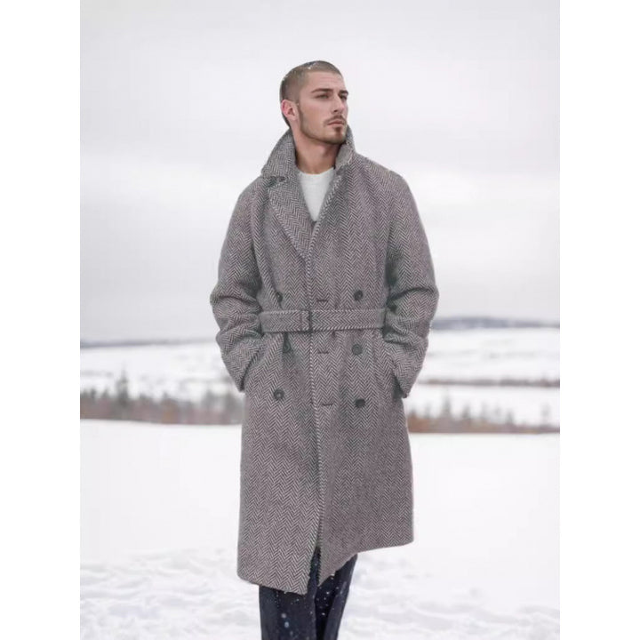Herren Eleganter Hahnentritt Wollmantel Echoarchiv