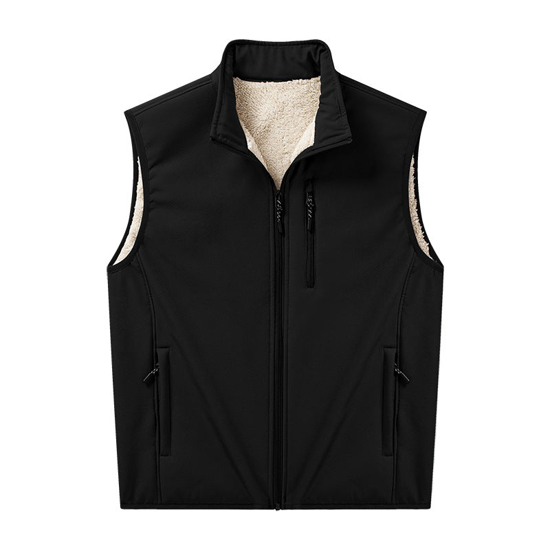 Herren Sherpa-gefütterte Softshell-Weste mit Stehkragen und Reißverschlusstaschen Echoarchiv