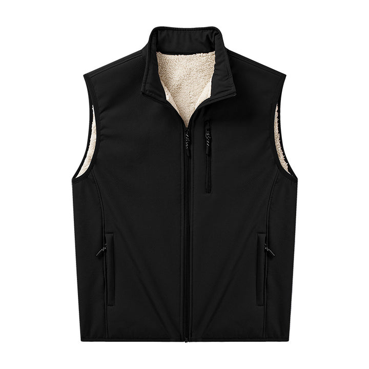 Herren Sherpa-gefütterte Softshell-Weste mit Stehkragen und Reißverschlusstaschen Echoarchiv