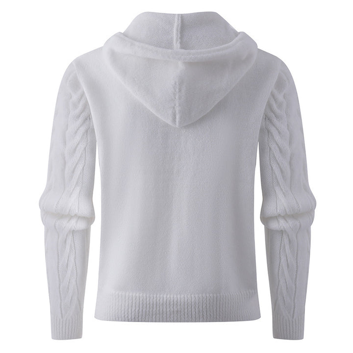 Herren Grobstrickpullover mit Kapuze und modernem Zopfmuster Echoarchiv