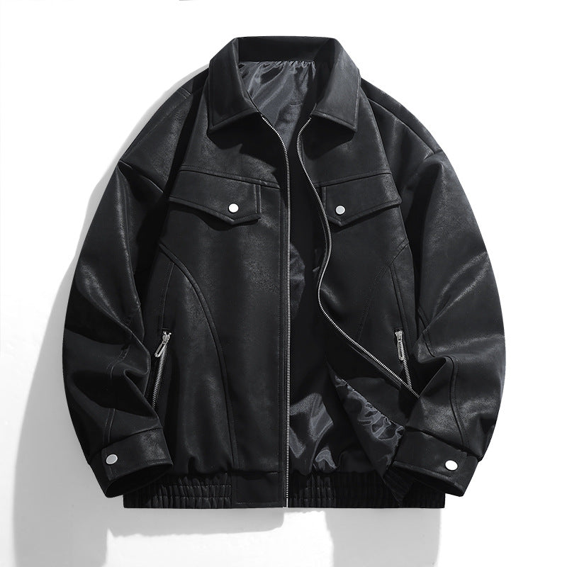Herren lässige Kunstlederjacke mit praktischen Taschen Echoarchiv