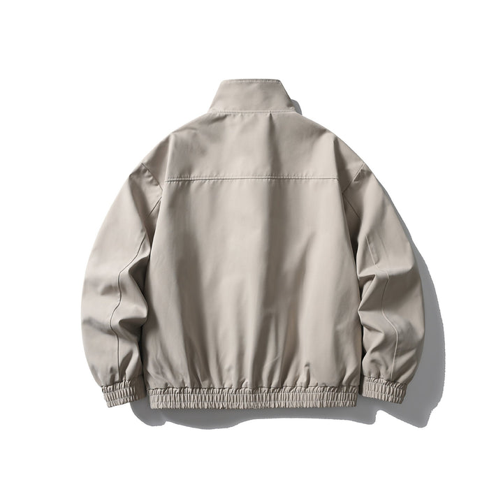 Unisex Kastig geschnittener Funktionsblouson mit hohem Funnelkragen und verdeckter Druckknopfleiste Echoarchiv