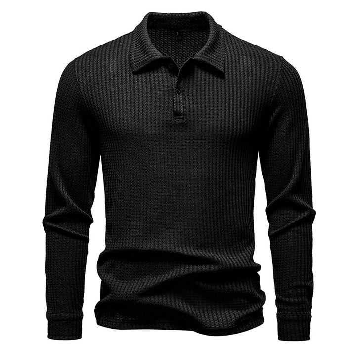 Herren Waffelstrick-Poloshirt mit Halbknopfleiste und Hemdkragen Echo Archiv