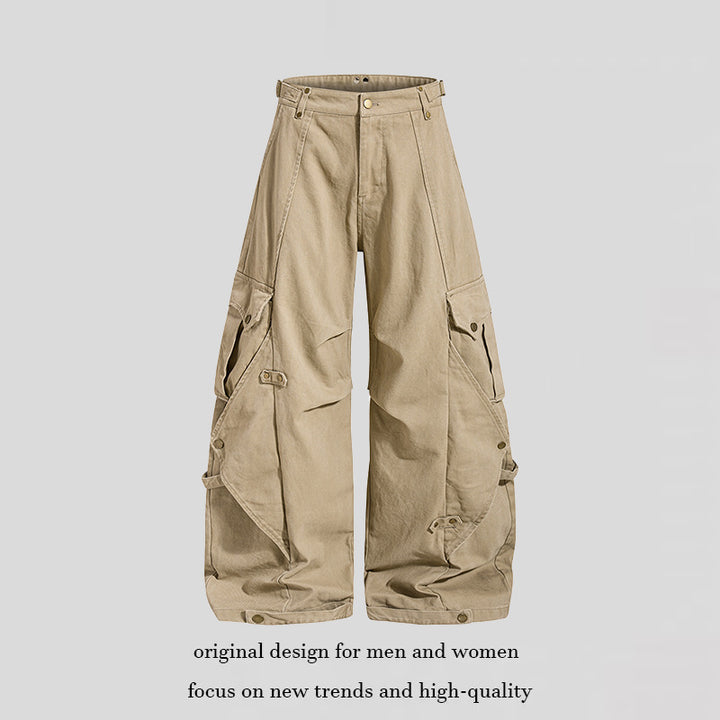Damen weite Cargo‑Culotte‑Hose mit verstellbaren Riemen, großen Klappentaschen und Ballon‑Silhouette Echoarchiv
