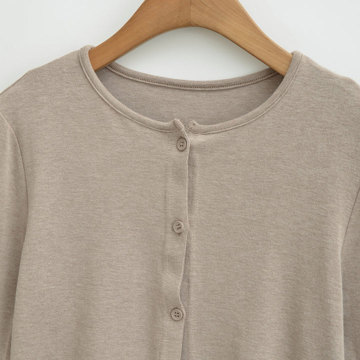 Damen Kurzgeschnittenes Set aus Feinstrick mit Knopfcardigan und figurbetontem Maxirock Echoarchiv