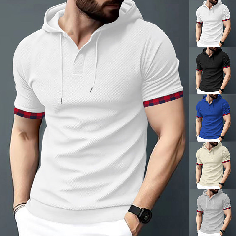 Herren Kapuzenshirt mit strukturiertem Design und Karo-Details Echoarchiv