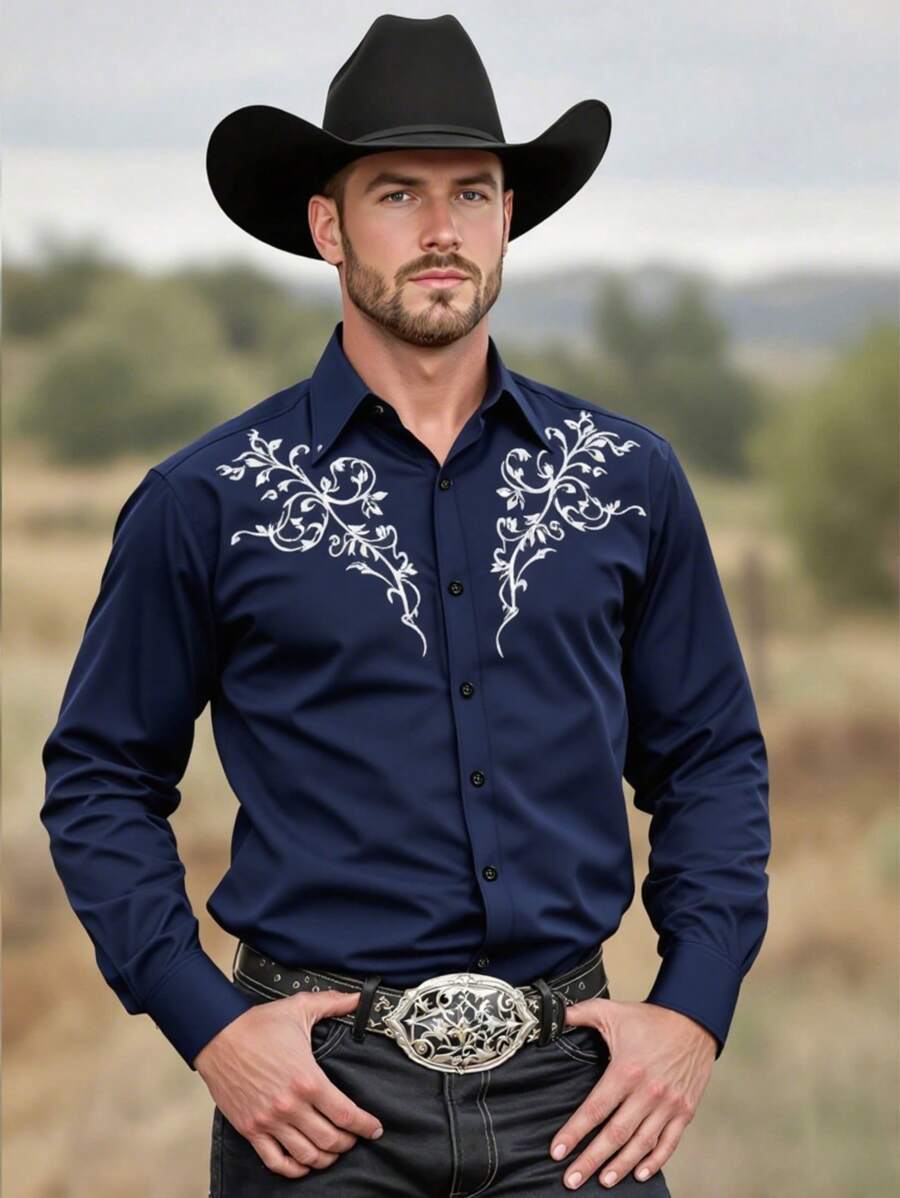 Herren Langarmhemd mit floralem Design und modernem Schnitt Echoarchiv