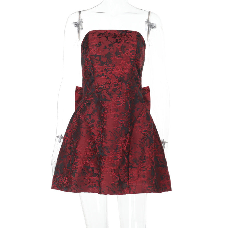 Damen schulterfreies Cocktailkleid mit elegantem Schleifendetail Echo Archiv