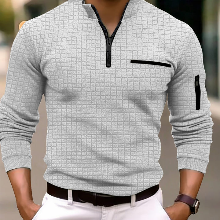 Herren Sweatshirt mit strukturiertem Design und funktionalen Reißverschluss-Taschen Echoarchiv