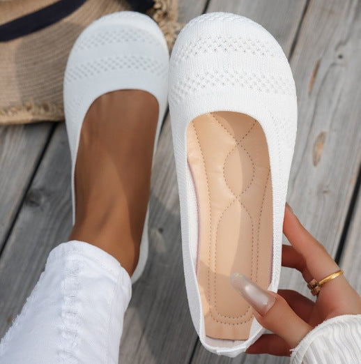 Damen Ballerinas mit elastischem Strickdesign und rutschfester Sohle – Lioré