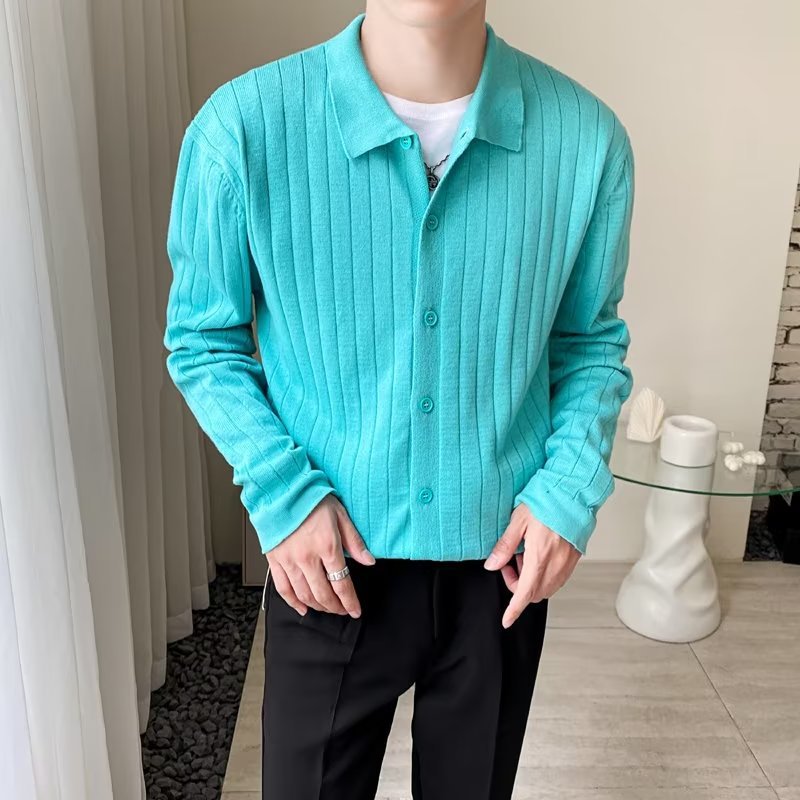 Herren Elegantes Langarm-Polohemd mit Struktur – Cavello
