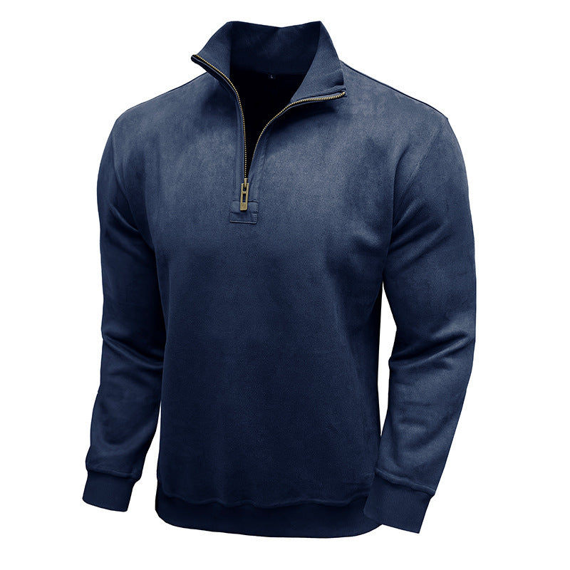 Herren pflegeleichter Fleece-Pullover mit Stehkragen Echoarchiv