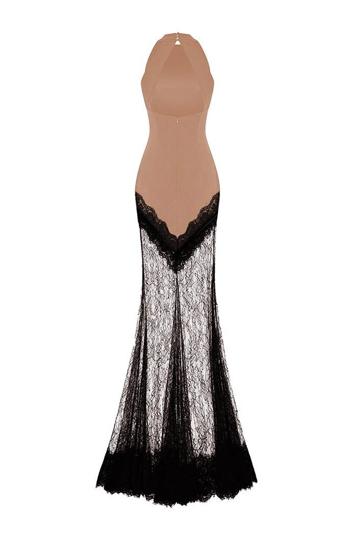 Damen Bodenlanges Spitzenkleid im eleganten Schnitt Echo Archiv