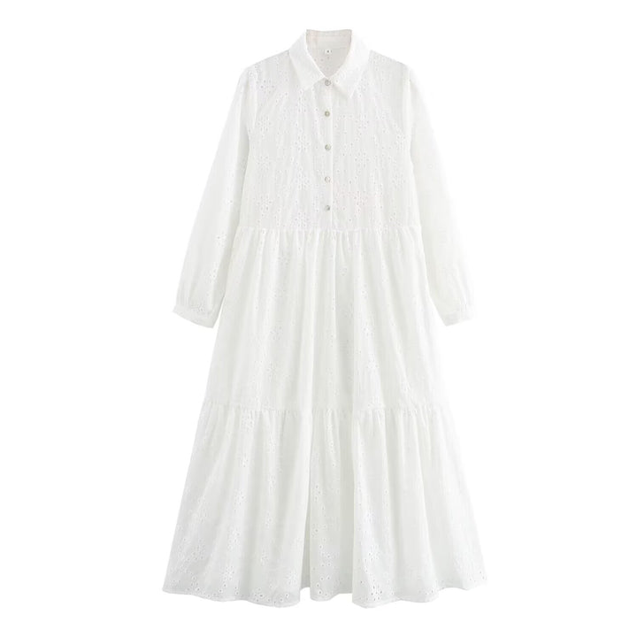Damen Broderie-Anglaise Hemdblusenkleid mit Stufenrock Echo Archiv