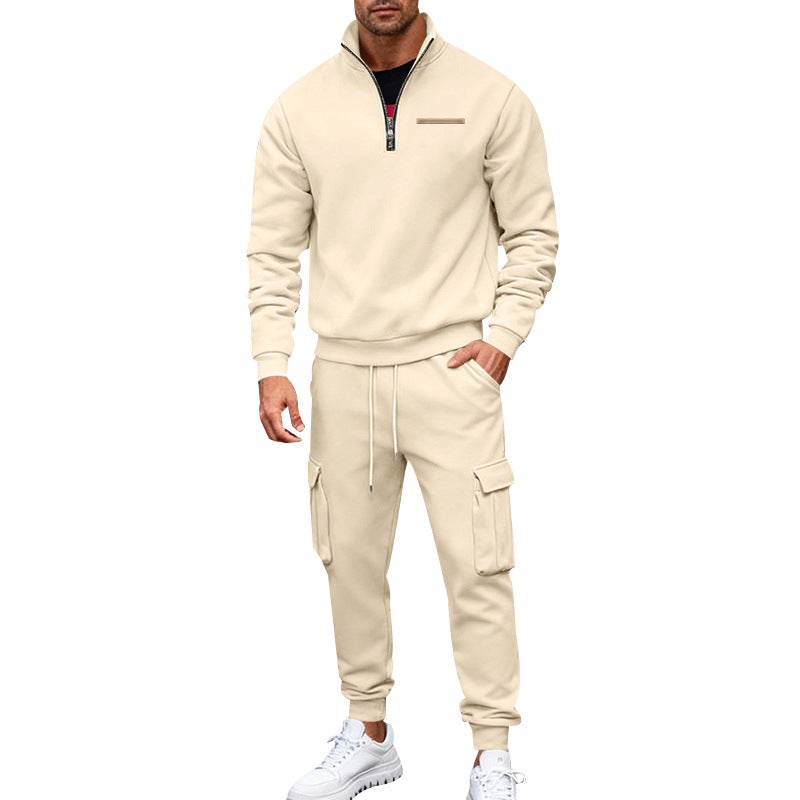 Herren Zip-Pullover- und Cargo-Jogger-Set aus weichem French-Terry Echoarchiv