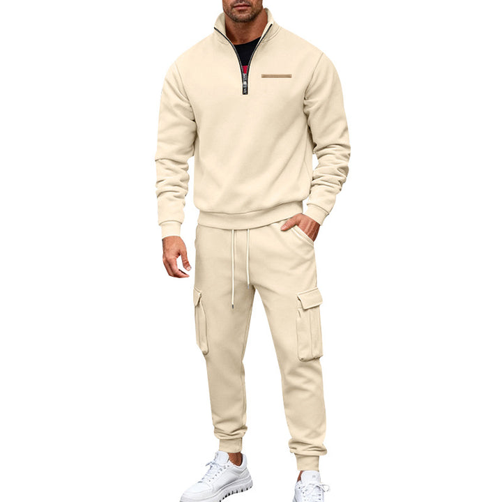 Herren Zip-Pullover- und Cargo-Jogger-Set aus weichem French-Terry Echoarchiv