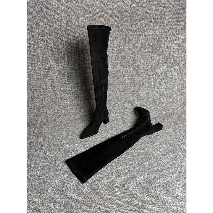 Damen Overknee‑Stiefel mit spitzer Zehenpartie, elastischem Schaft und sculpted Blockabsatz Echo Archiv
