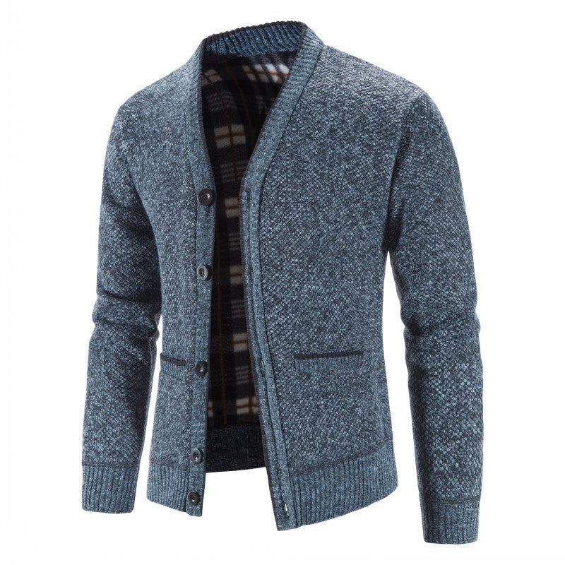 Herren Warm gefütterte Strickjacke mit modischem Schnitt Echoarchiv