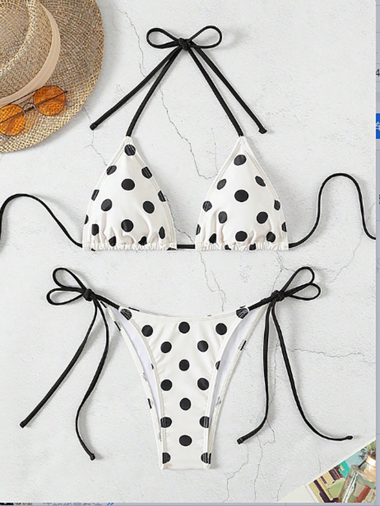 Damen Triangel-Bikini mit verspieltem Punktenmuster und verstellbarem Bund Echo Archiv