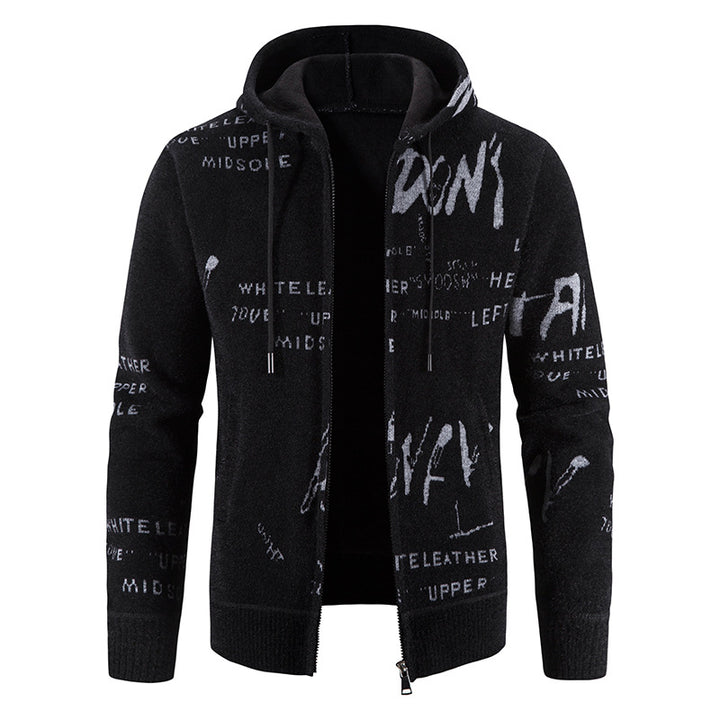 Herren Kapuzenjacke mit grafischem Print und hochelastischen Eigenschaften Echoarchiv
