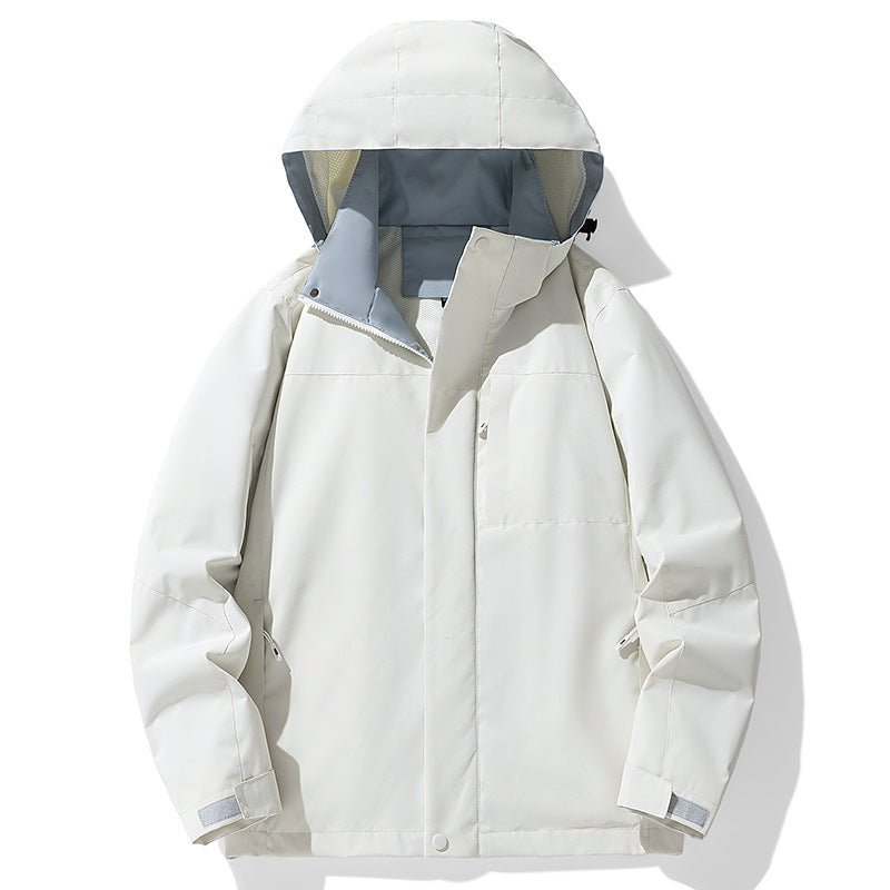Herren Wasserdichte dreilagige Outdoorjacke mit Kapuze, atmungsaktivem Meshfutter und verstellbaren Bündchen – Taviero