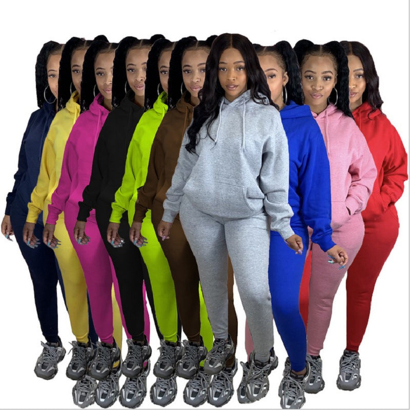 Damen nan Cozy-Loungewear-Set mit oversized Hoodie, Kängurutasche und schmaler Highwaist-Jogginghose Echo Archiv