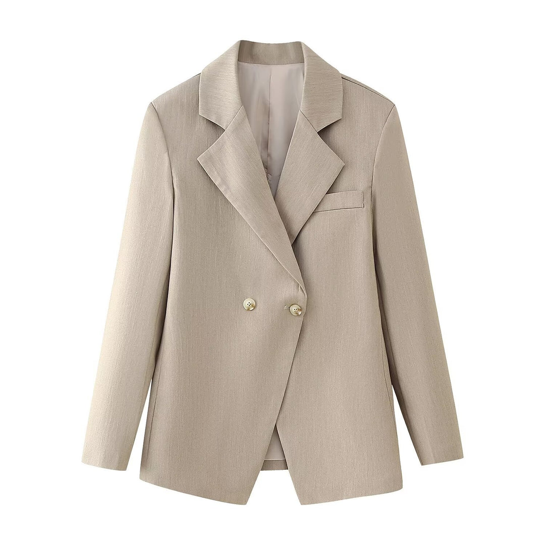 Damen Doppelreihiger Oversize-Blazer aus feinem Twill mit fallendem Revers Echoarchiv