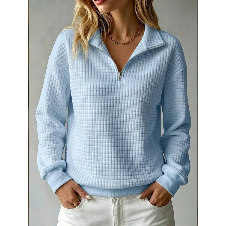 Damen Stepp-Sweatshirt mit halbem Reißverschluss und Kachelstruktur Echoarchiv