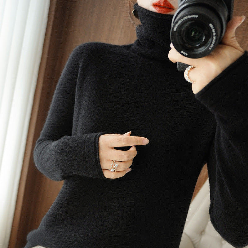 Damen Weicher Rollkragenpullover aus Kaschmir‑Look mit Daumenloch und figurbetonter Silhouette Echoarchiv