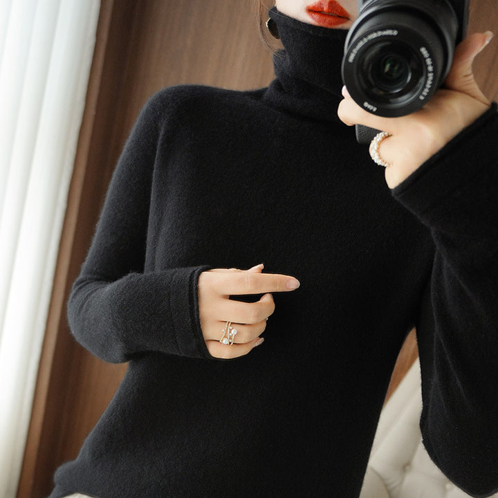Damen Weicher Rollkragenpullover aus Kaschmir‑Look mit Daumenloch und figurbetonter Silhouette Echoarchiv