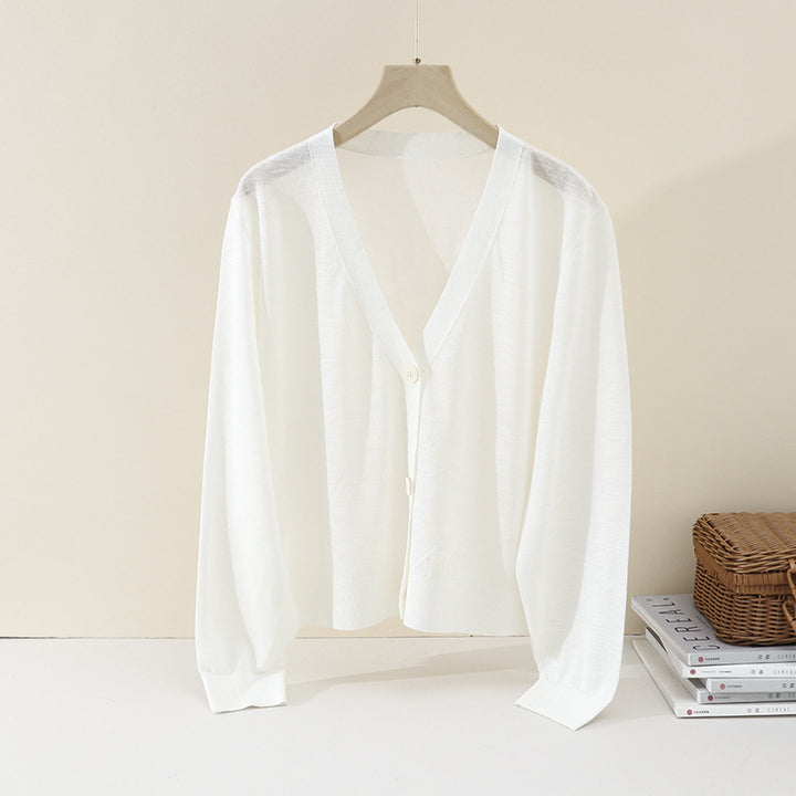 Damen Leichter Oversize-Cardigan aus Feinstrick mit tiefem V-Ausschnitt und Zierknopfleiste Echo Archiv