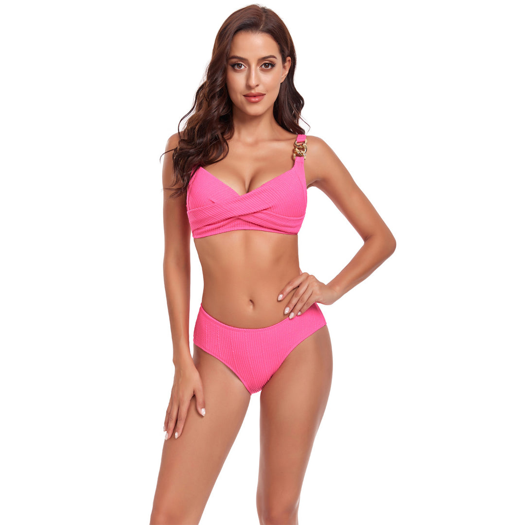 Damen Bikini-Set mit gekreuztem Oberteil und dekorativen Schnallen Echo Archiv