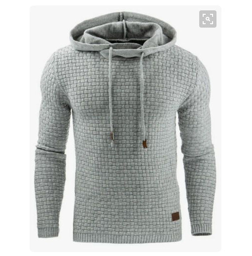 Herren Strickpullover mit strukturierter Oberfläche und integrierter Kapuze Echoarchiv