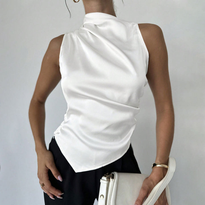 Damen elegantes, tailliertes Satinoberteil mit asymmetrischem Saum Echo Archiv