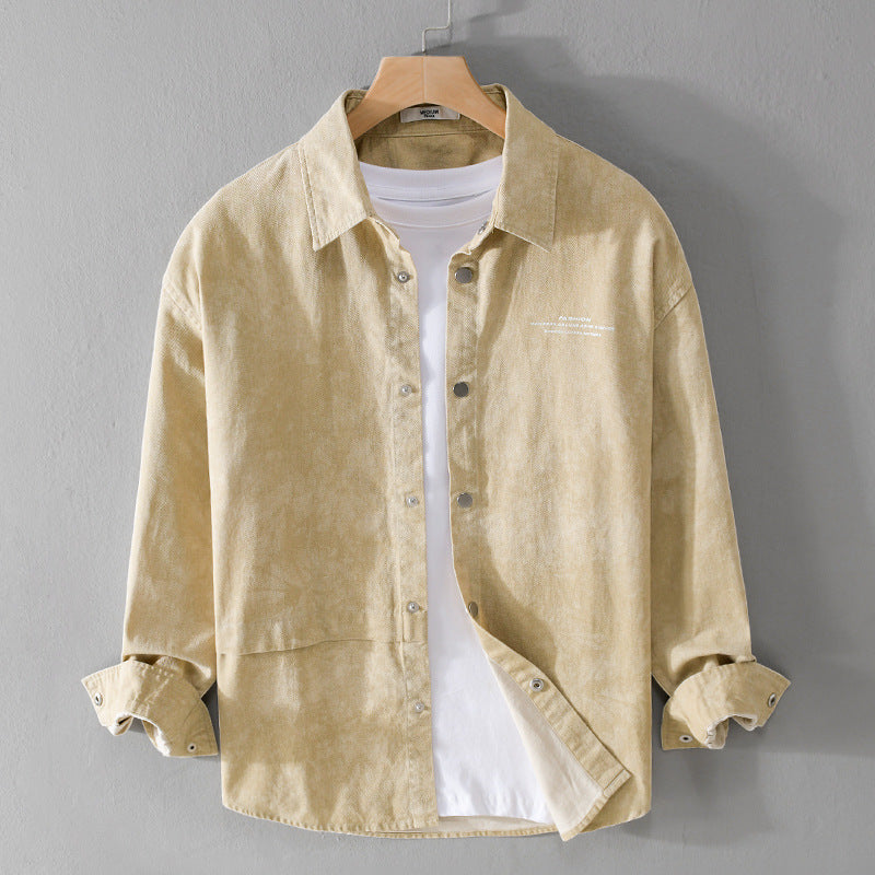 Herren Samtiges Cord-Overshirt mit Druckknopfleiste und Relaxed-Fit Echoarchiv