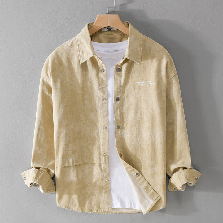 Herren Samtiges Cord-Overshirt mit Druckknopfleiste und Relaxed-Fit Echoarchiv
