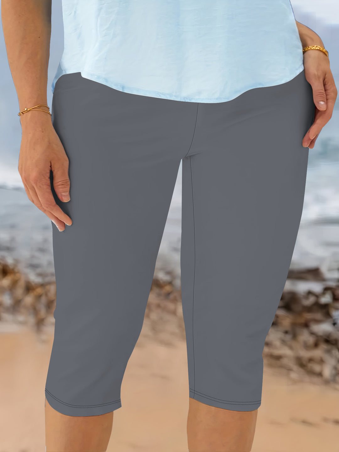 Damen Capri-Biker-Shorts mit hohem Bund und stützender Kompression echoarchiv-