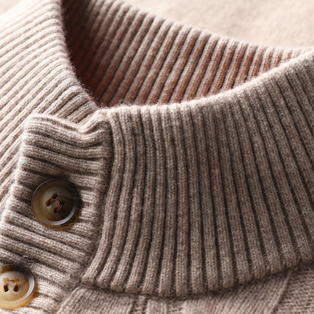 Herren Strickpullover mit Stehkragen und Knopfleiste Echoarchiv