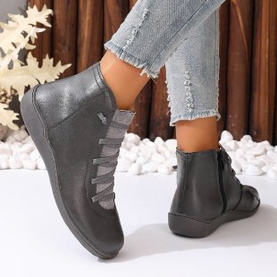 Damen Knöchelhohe Lederoptik-Sneaker mit seitlichem Reißverschluss und gepolstertem Komfortfußbett Echo Archiv