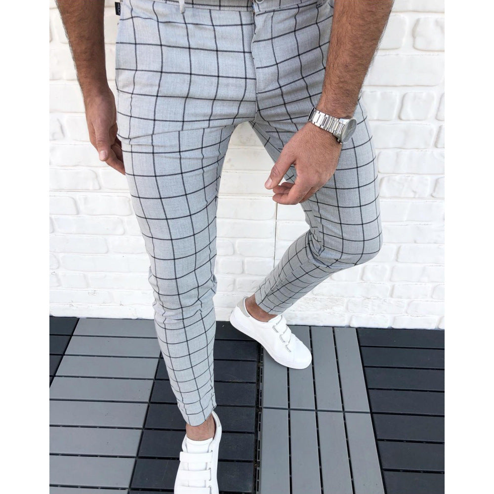 Herren Karierte Anzughose im Slim Fit Stil Echoarchiv