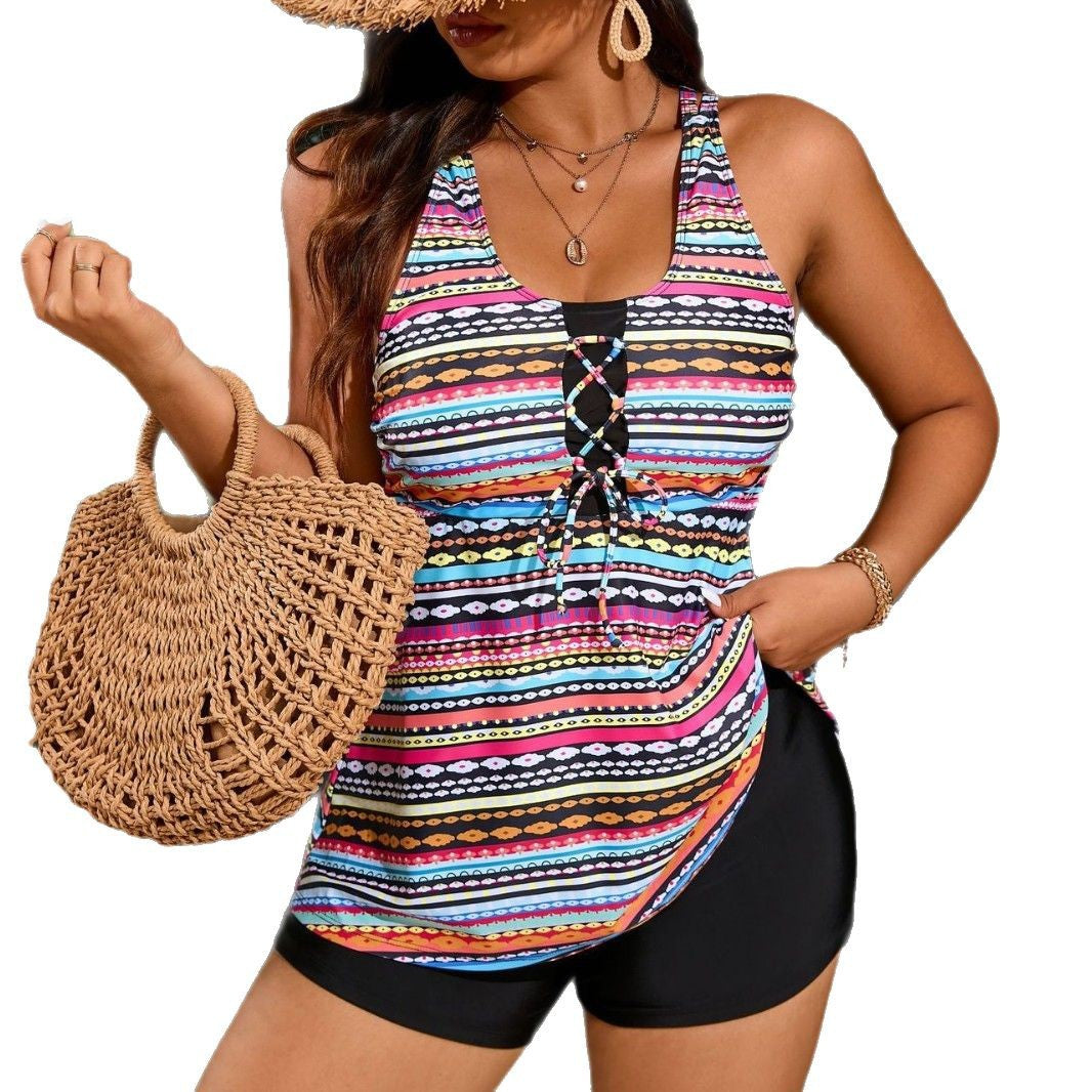 Damen Sportliches Tankini-Outfit mit modischem Lacing Echo Archiv