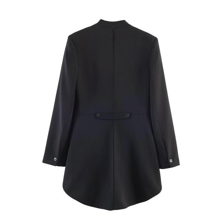 Damen Longline-Blazer mit Vokuhila-Saum und kragenlosem Schnitt Echo Archiv