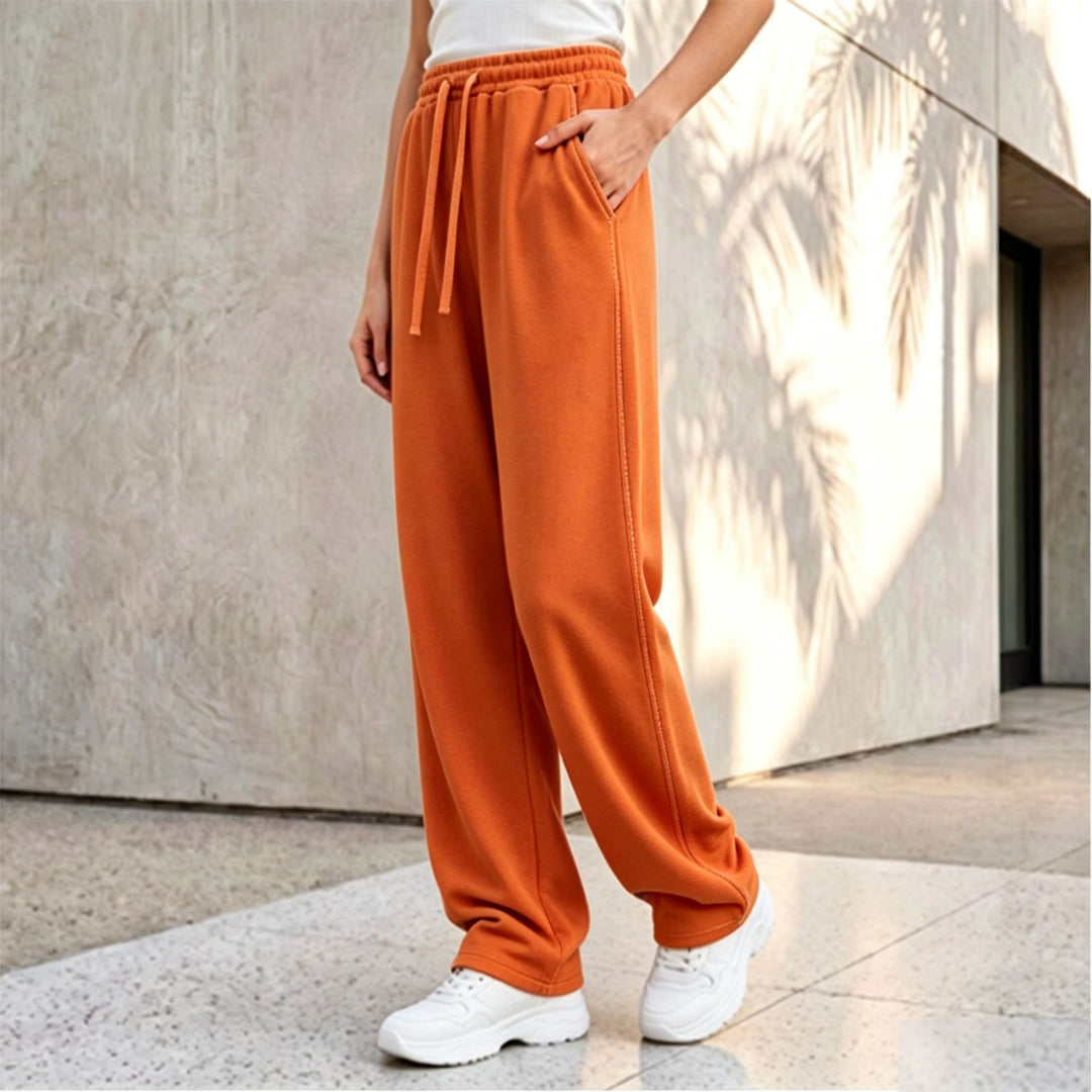 Damen nan weite Loungepalazzo-Hose mit hohem Komfortbund, Kordelzug, seitlichen Eingrifftaschen und dekorativer Seitennaht Echo Archiv
