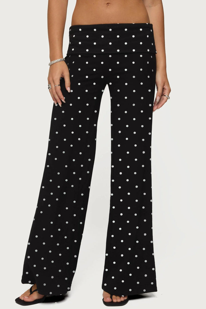 Damen weite Freizeit-Hose mit elastischem Bund und Pünktchenmuster Echo Archiv