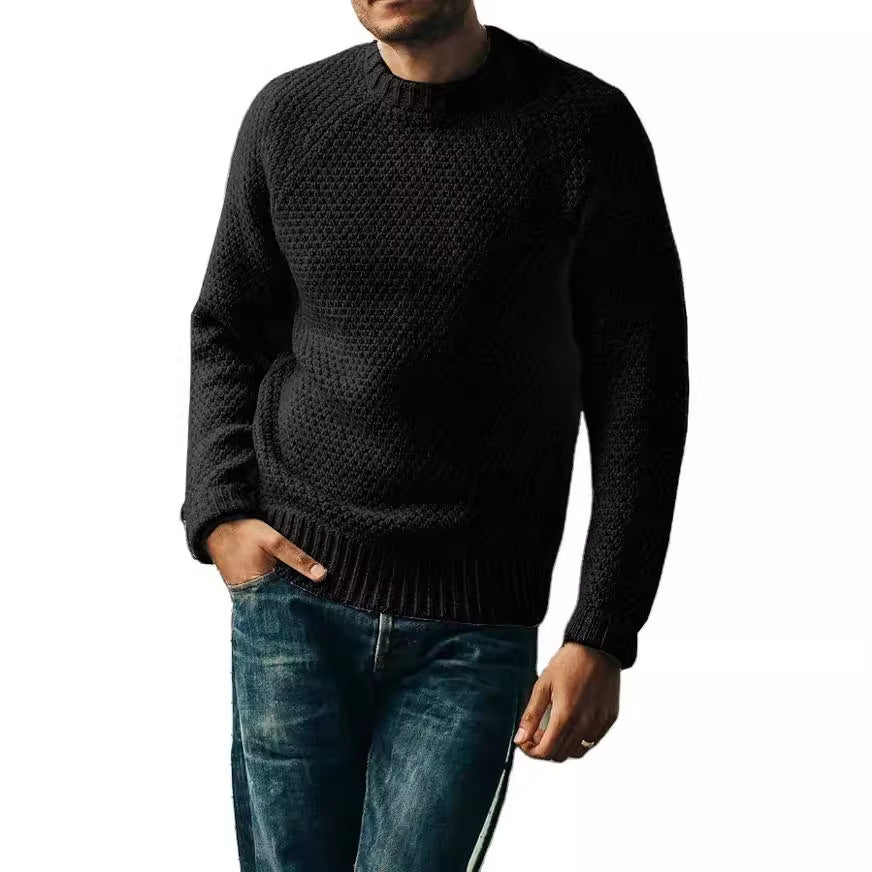 Herren Raglan-Strukturpullover mit Wabenstruktur und Rippbündchen Echo Archiv