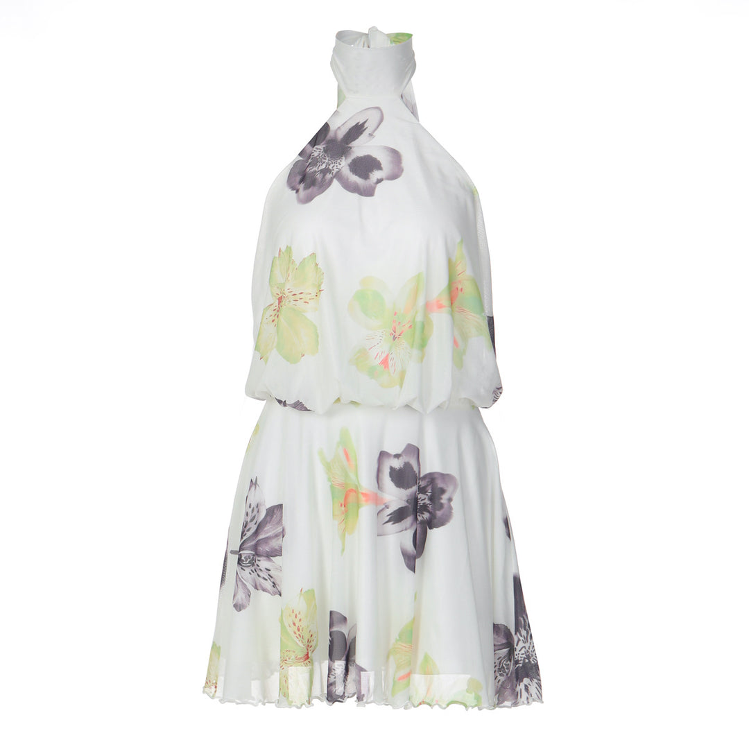 Damen Ärmelloses Blütenmuster Kleid Echo Archiv