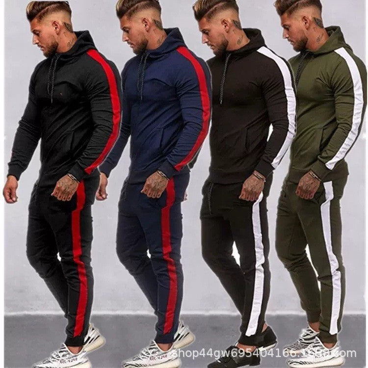 Herren Sportliches Hoodie-Set mit seitlichen Streifen Echoarchiv