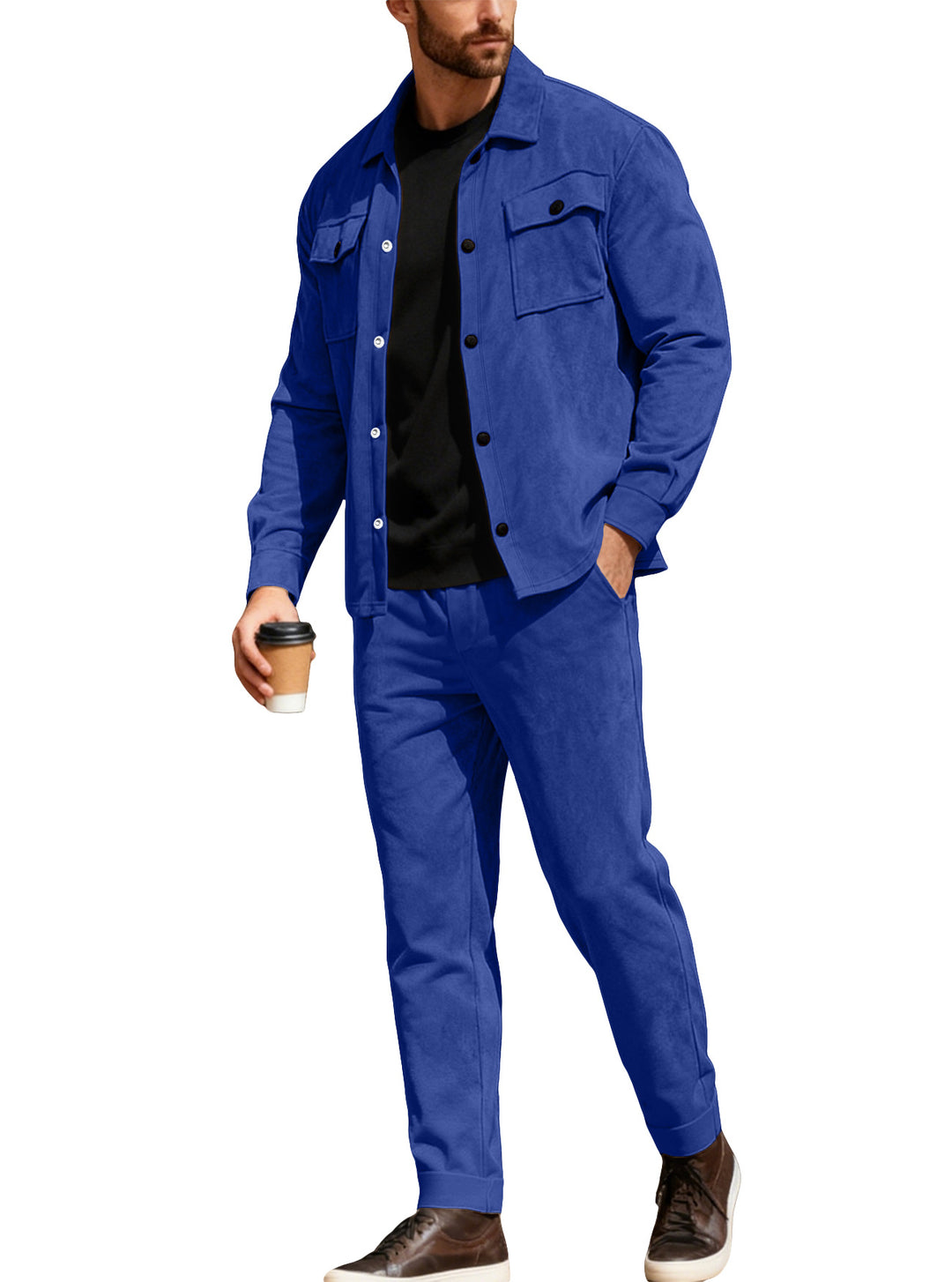 Herren nan Shirtjacke mit Pattentaschen und gerade geschnittene Chinohose Echo Archiv