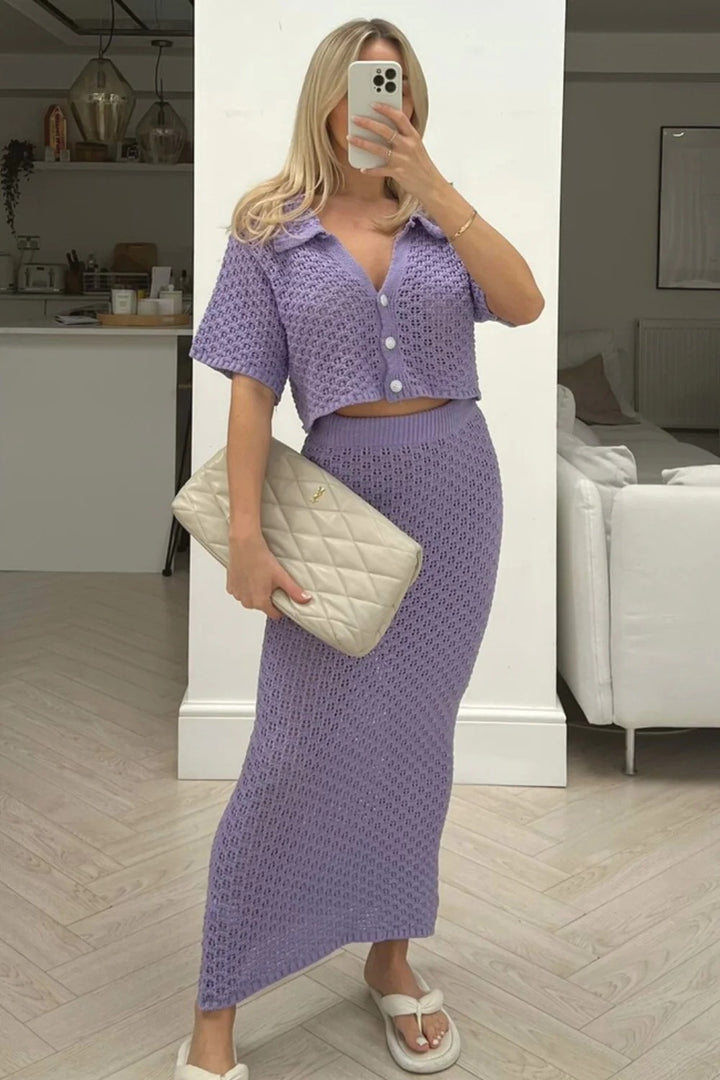Damen lässiges Strick-Set mit cropped Jacke und Wickelrock Echo Archiv